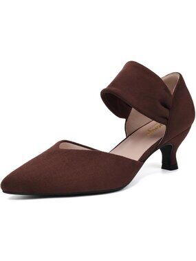 🎃Women's Brown Suede Comfortable Pointed Toe Sexy Slip on Party Heels Shoes